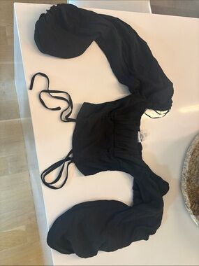 Skylar + Madison Black Puff Sleeve Crop Top